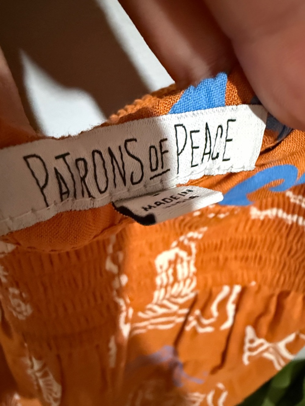 Patrons of Peace Rust Maxi Dress with White & Blue Boho Motif - Picture 10 of 10